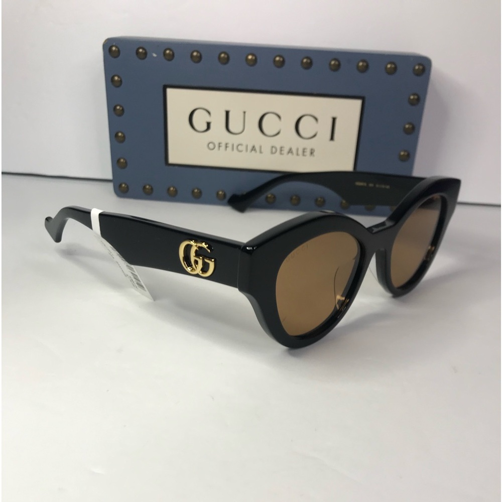 New - 💯 Authentic GUCCI GG0957S 003 cat eye Gucci sunglass black frame brown l…